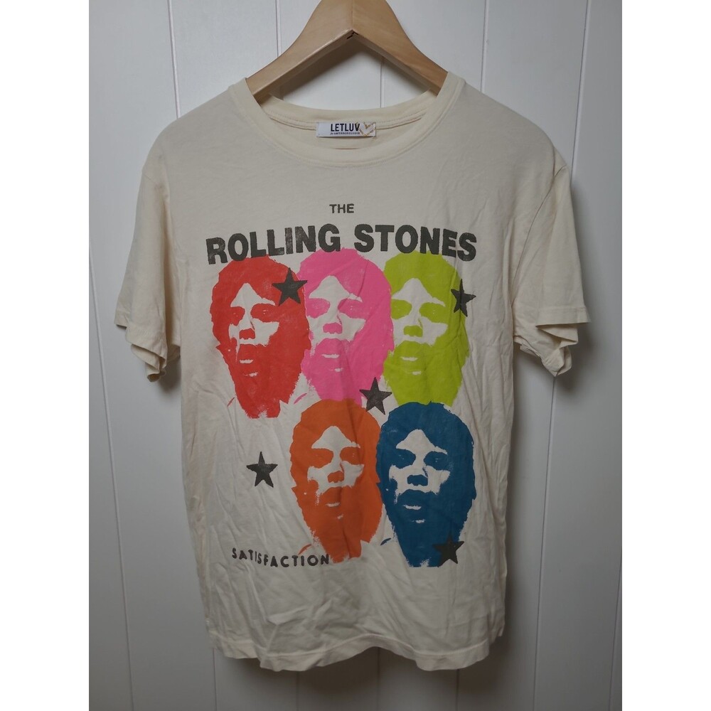 Anthropologie Letluv Rolling Stones Satisfaction Graphic Tee Shirt Women Small